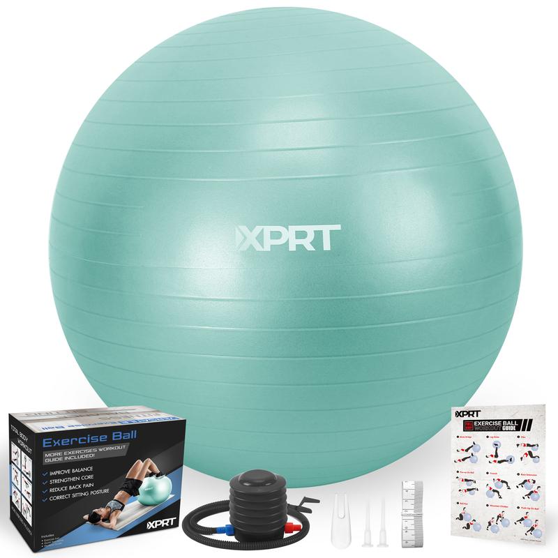 XPRT Exercise Ball - Yoga Ball in 75 CM Sizes for Workout, Pregnancy, Stability - 5 colors - Anti-Burst Swiss Balance Ball w Quick Pump - Fitness Ball Chair for Office, Home, Gym