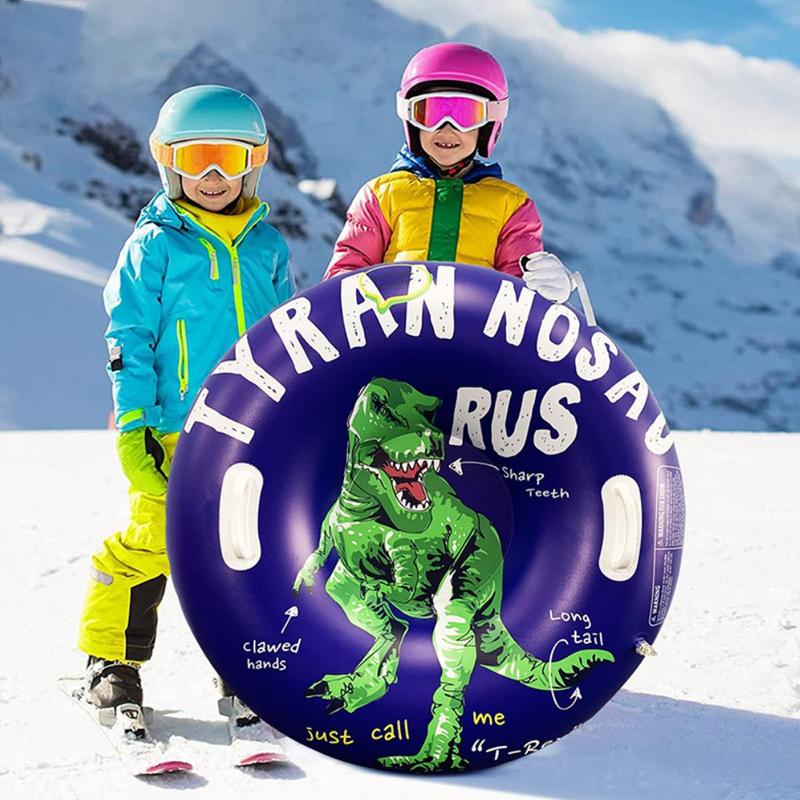 Inflatable Dinosaur Pattern Skiing Ring, Inflatable Skis, Winter Outdoor Entertainment Inflatable Ski Ring, Snowboarding Equipment