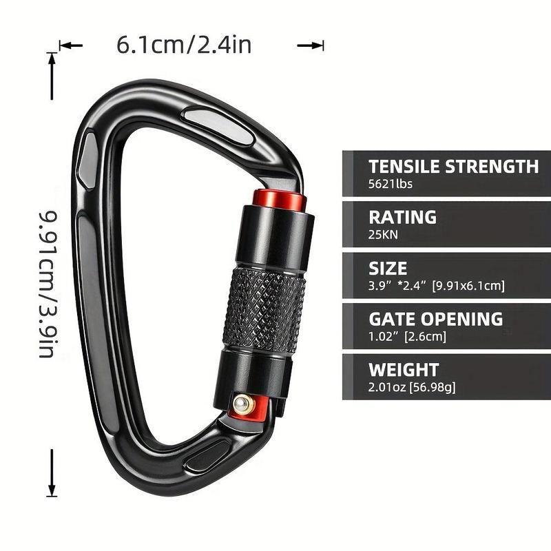 Outdoor Climbing Main Lock, D-shaped Automatic Lock Safety Buckle, Heavy Duty Buckle for Climbing, Rapid Descent and Mountaineering