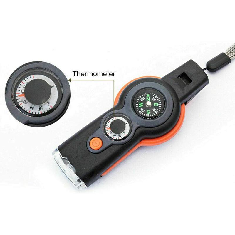 7 In 1 Multifunctional Compass, 1 Count Thermometer Compass with LED Light, Multifunctional Tool for Outdoor Camping Hiking