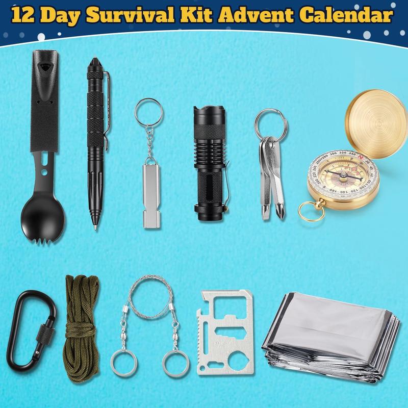 [CHRISTMAS SALE 51%] Survival Kit Advent Calendar 2024 Adult Men Teen, 12 Day Man Countdown Calendar with Survival Tool Xmas Surprise Gifts