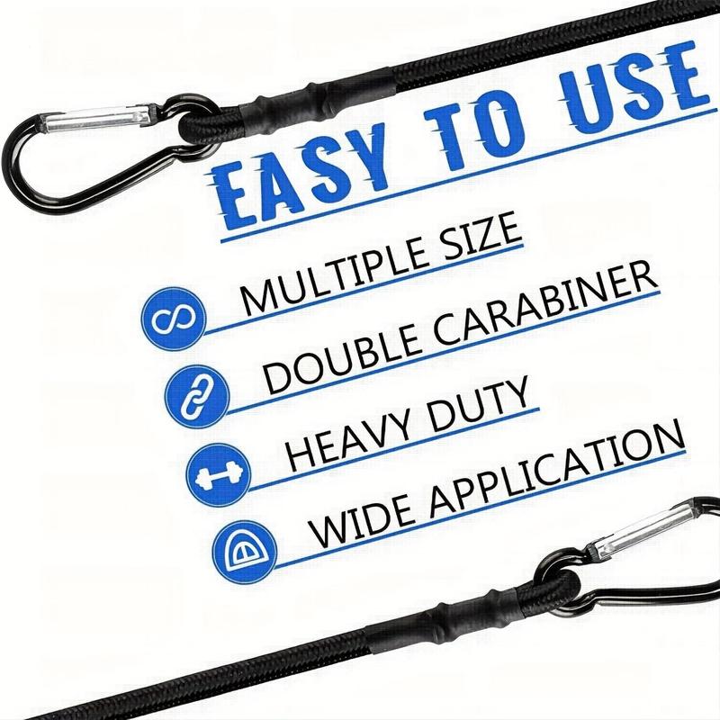 Stretch Rope with Carabiner Hook, 4 Counts set Premium Heavy Duty and Strong Stretch Rope, Outdoor Camping Tent Bag Storage Rope