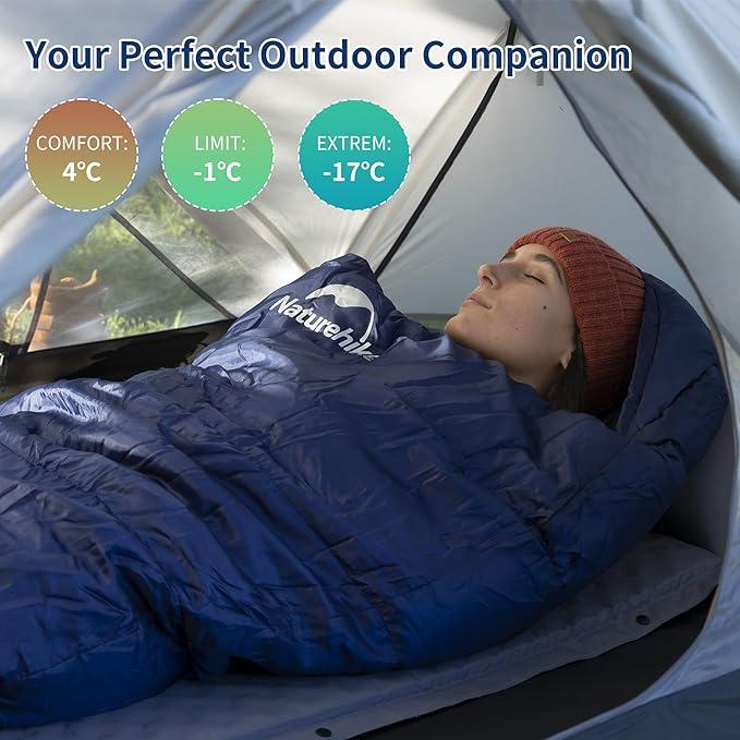 Naturehike 0 Degree Mummy SleepingBag for Adults, Lightweight Cold Weather Sleeping Bag with Hollow Cotton for Backpacking, Camping, Hiking&Travel