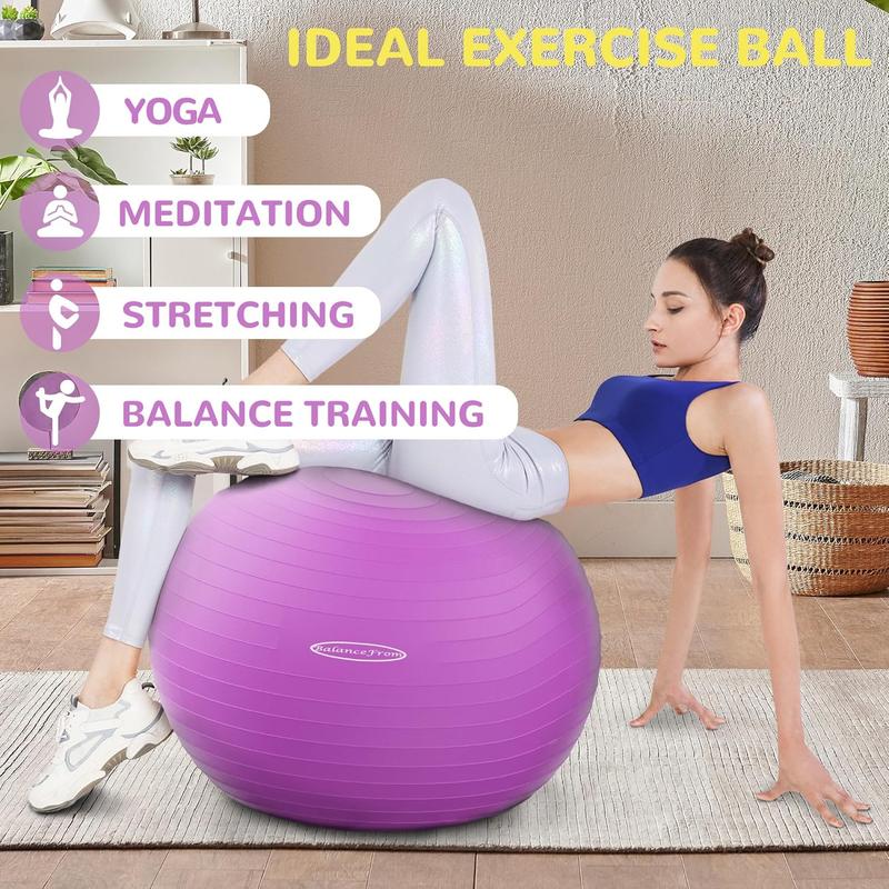 Anti-Burst and Slip Resistant Exercise Ball Yoga Ball Fitness Ball Birthing Ball with Quick Pump, 2,000-Pound Capacity