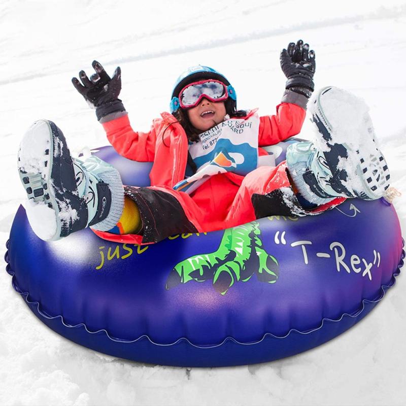 Inflatable Dinosaur Pattern Skiing Ring, Inflatable Skis, Winter Outdoor Entertainment Inflatable Ski Ring, Snowboarding Equipment