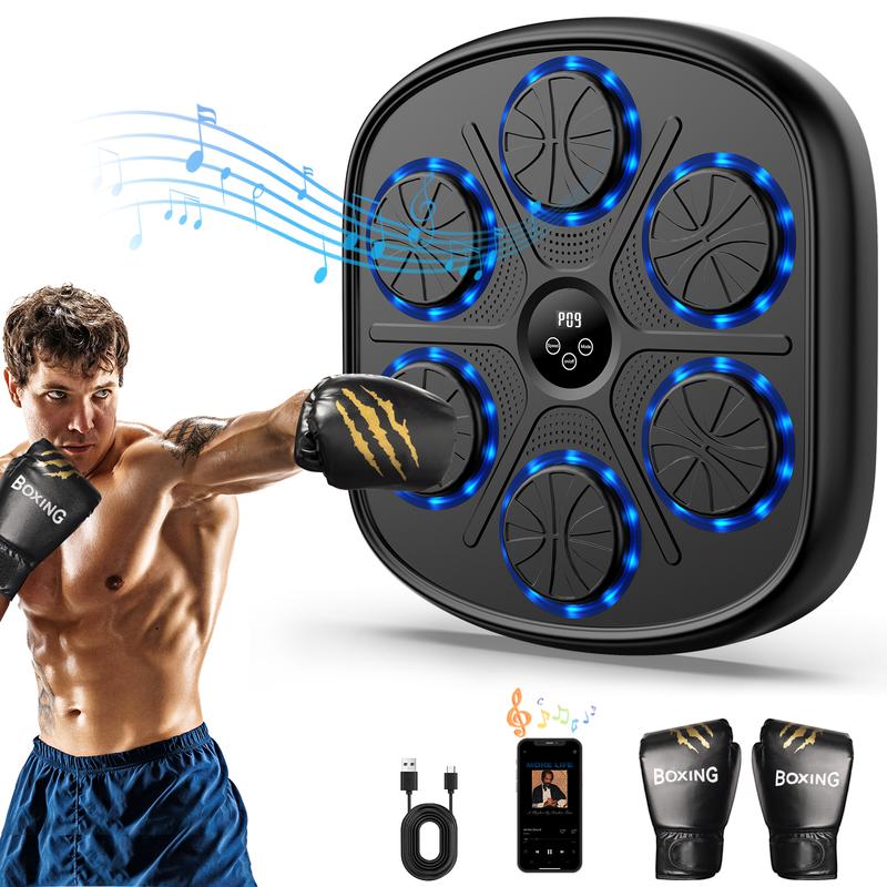 Heetipuk MBT-03 Music Boxing Machine, Wall Mounted Smart Bluetooth Boxing Trainer, Electronic Boxing Target  with Boxing Gloves, Workout Punching Equipment for Home, Indoor and Gym