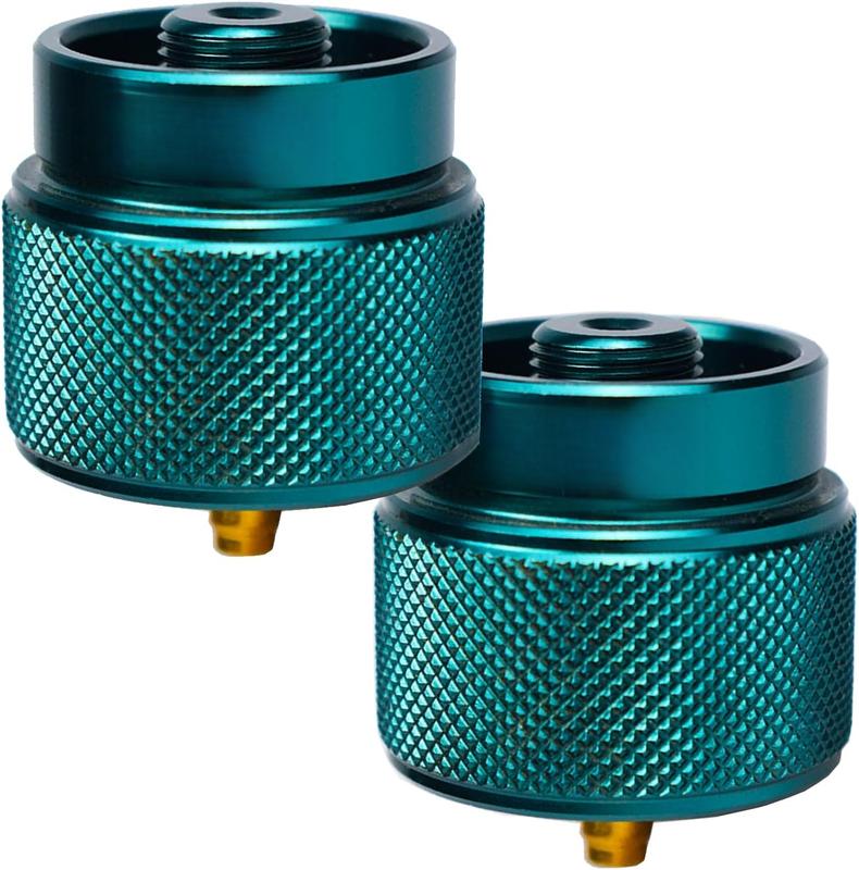 Propane to Butane Adapter Camping Stove Adapter Gas Adapter Converter 16 oz Propane Tank Input EN417 Valve Output Camp Fuel Refill Adapter for Outdoor Backpack Hiking (Dark Green X 2 Pack)