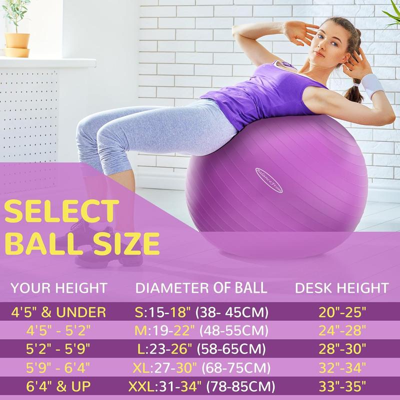 Anti-Burst and Slip Resistant Exercise Ball Yoga Ball Fitness Ball Birthing Ball with Quick Pump, 2,000-Pound Capacity