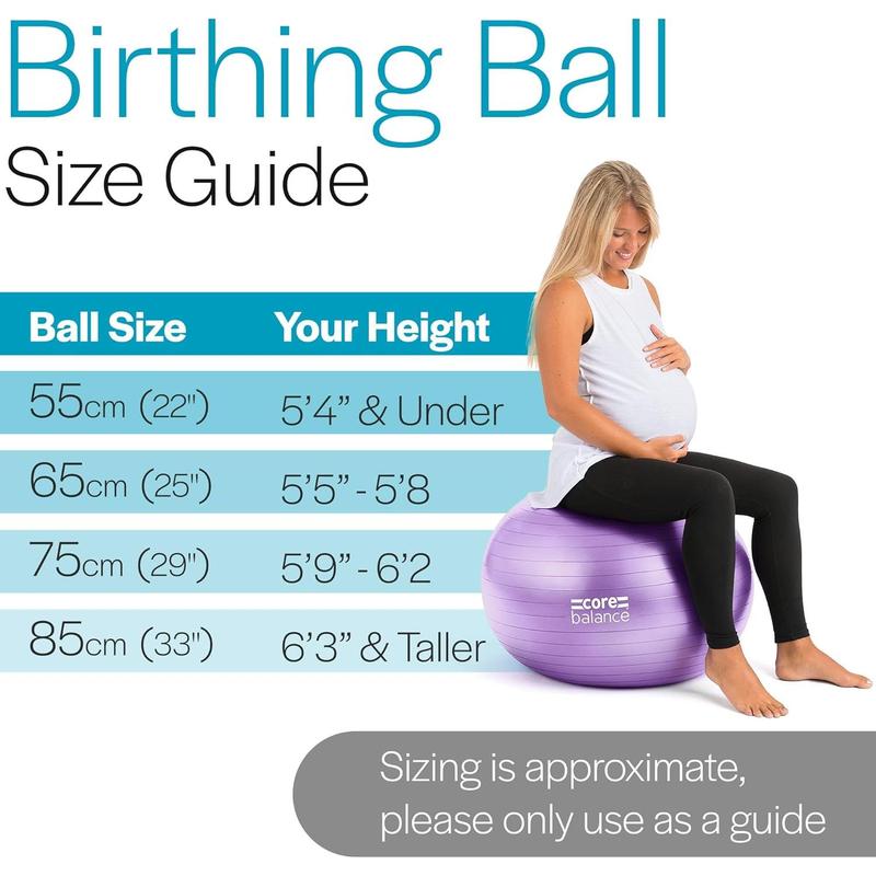 Pregnancy Ball with Air Pump - Ideal for Prenatal Yoga, Pilates, and Maternity Exercises, Doubles as Office Chair, Stability and Balance Training, Physical Therapy Equipment (22-33