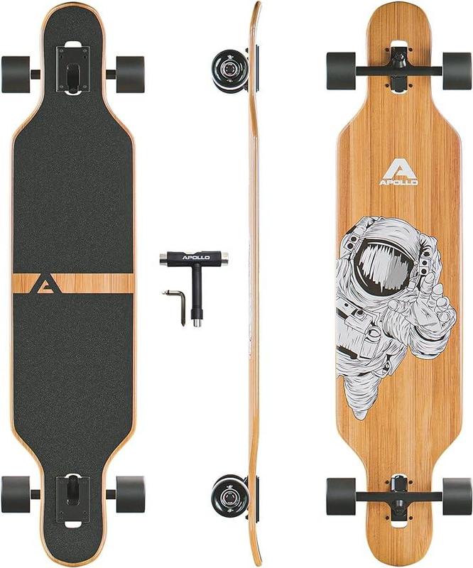 APOLLO Longboard Skateboards - Premium Long Boards for Adults, Teens and Kids. Cruiser Long Board Skateboard. Drop Through Longboards Made of Bamboo & Fiberglass - High-Speed Bearings & T-Tool