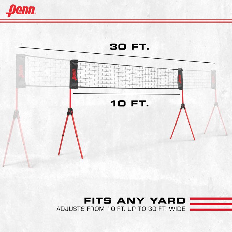 New Penn Easy Fit Premium Volleyball Set, Includes Adjustable Net and Ball - Extends from 10 ft. to 30 ft. to fit your yard