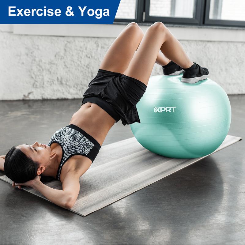 XPRT Exercise Ball - Yoga Ball in 75 CM Sizes for Workout, Pregnancy, Stability - 5 colors - Anti-Burst Swiss Balance Ball w Quick Pump - Fitness Ball Chair for Office, Home, Gym