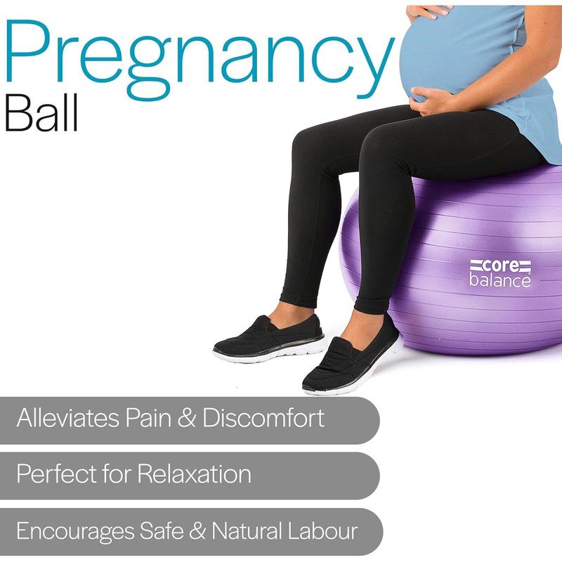 Pregnancy Ball with Air Pump - Ideal for Prenatal Yoga, Pilates, and Maternity Exercises, Doubles as Office Chair, Stability and Balance Training, Physical Therapy Equipment (22-33