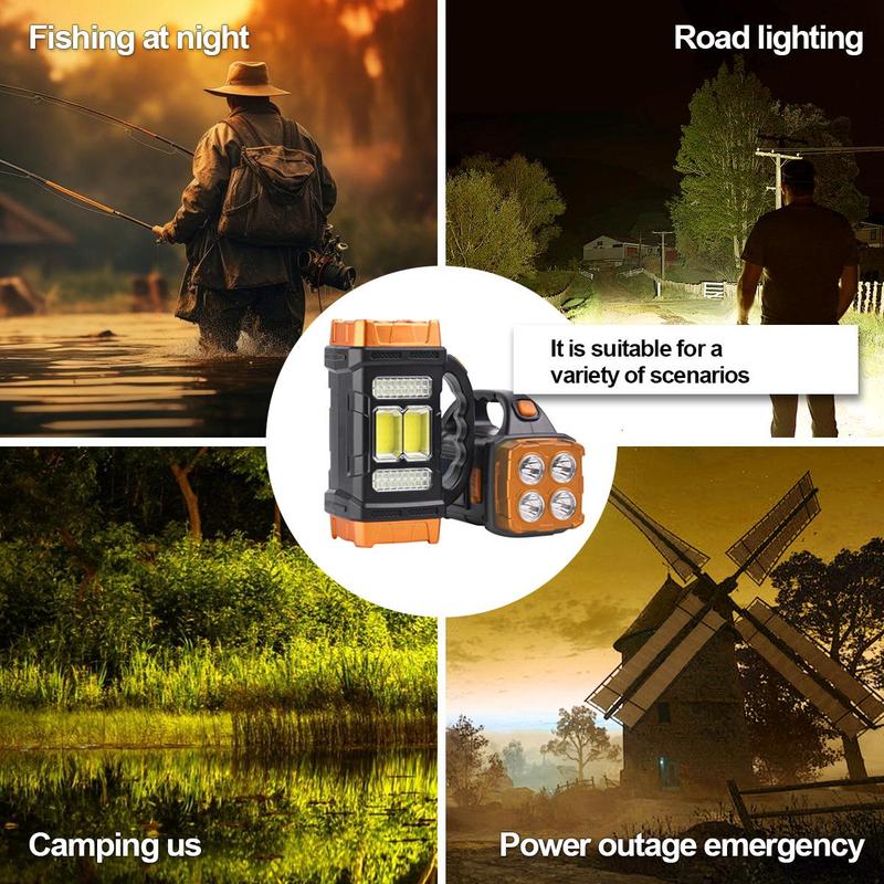 Rechargeable Solar Camping LED Flashlight, Portable Multifunctional Outdoor Light for Hiking, Camping, Emergency and Home Use, Christmas Gift