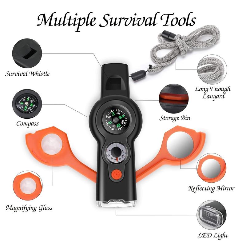 7 In 1 Multifunctional Compass, 1 Count Thermometer Compass with LED Light, Multifunctional Tool for Outdoor Camping Hiking