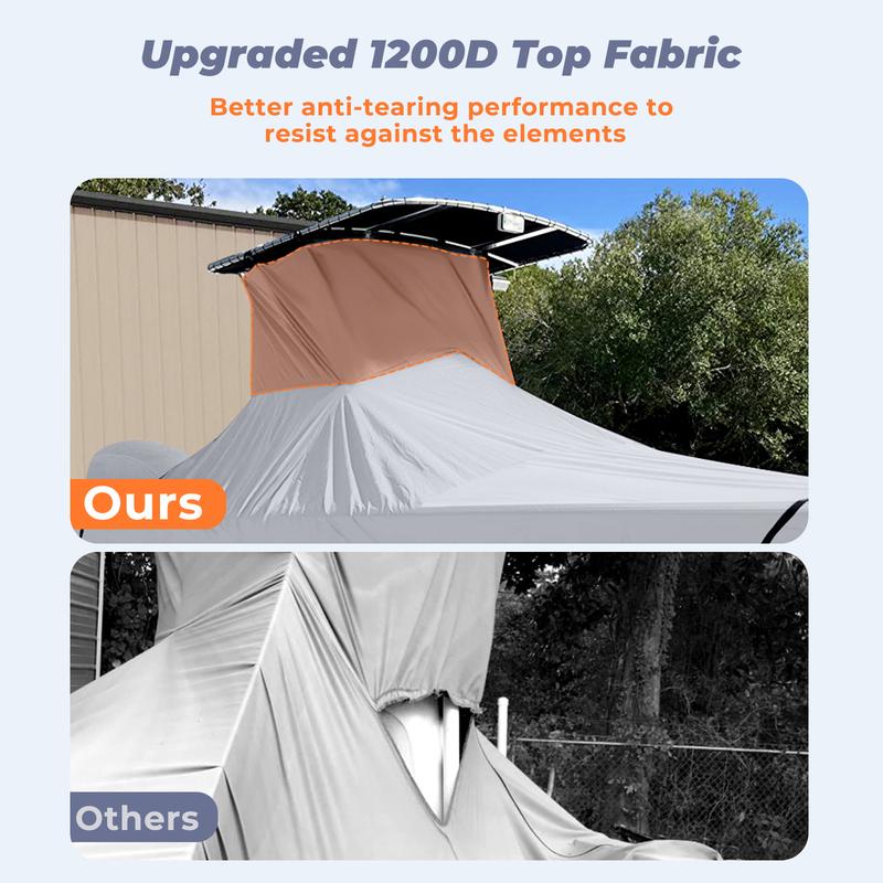 RVMasking Upgraded 1200D T-Top Boat Cover 100% Waterproof Heavy Duty Tear-Resistant Polyester