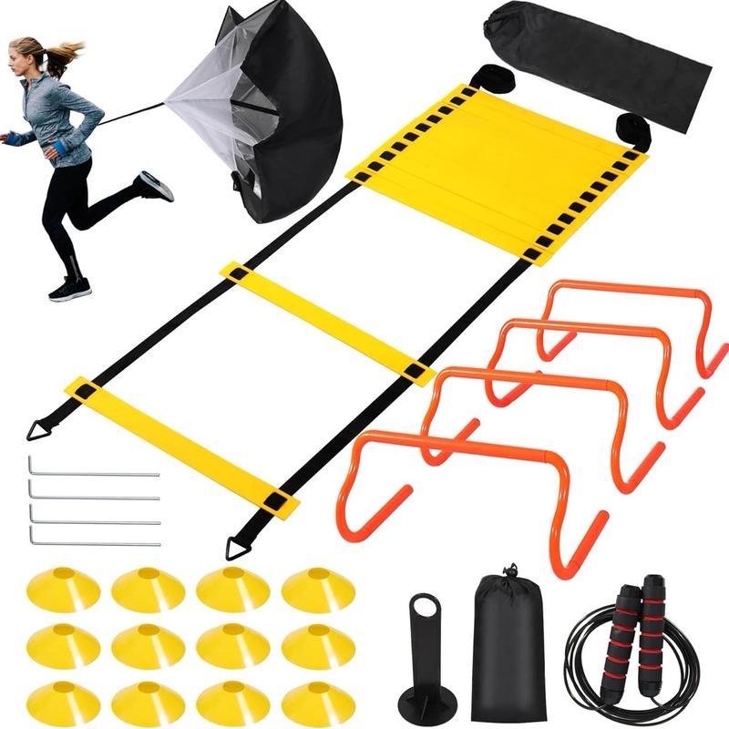 Agility Ladder Speed Training Equipment - Includes Agility Ladder,Jump Rope, Agility Hurdles,Disc Cones,Soccer Training Equipment for Youth Adults