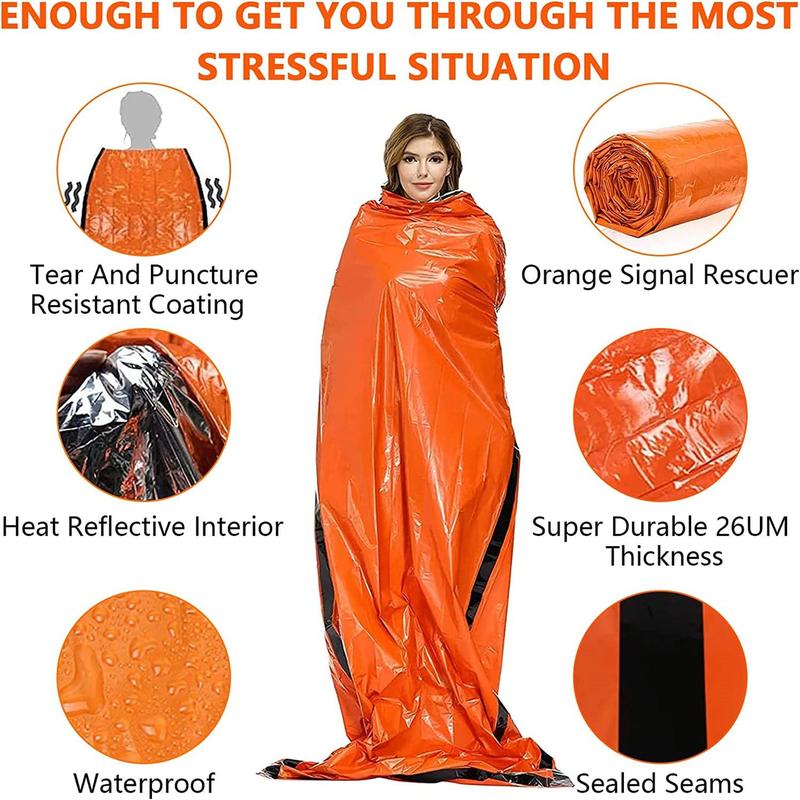 Outdoor Emergency Thermal Sleeping Bag & Tent Set, 1 Set Tent & Sleeping Bag & Whistle & Mountain Ring & Storage Bag, Camping & Hiking Equipment