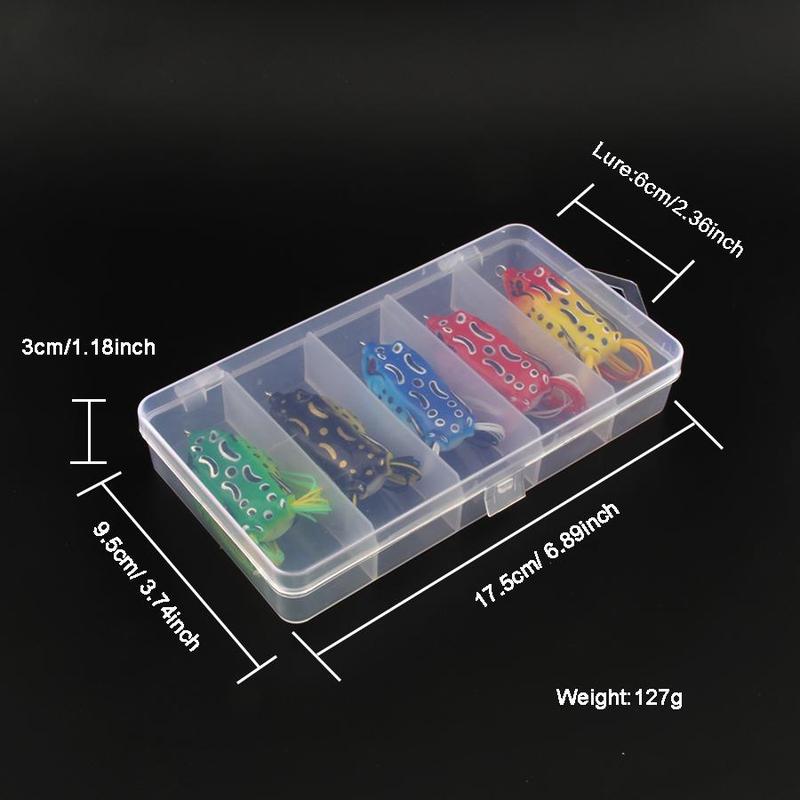 Simulated Frog Lure Set, 5 Counts box Lifelike Artificial Fishing Lure Bait, Portable Outdoor Fishing Accessories, Fishing Gear, Boyfriend Gift, Christmas, Christmas Gift