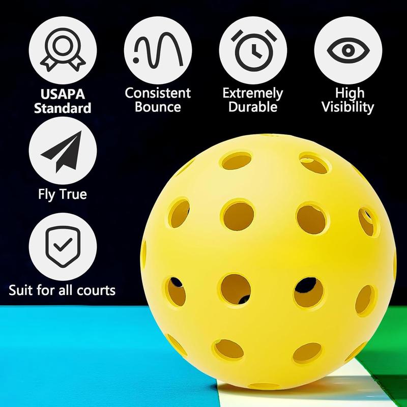 The 12 24 Pack Premium 40-Holes Yellow Outdoor Pickleball Balls, Meet USAPA Official Requirement, Perfectly Balanced, High Bounce True Flight, Durable Outdoor Pickleball Set