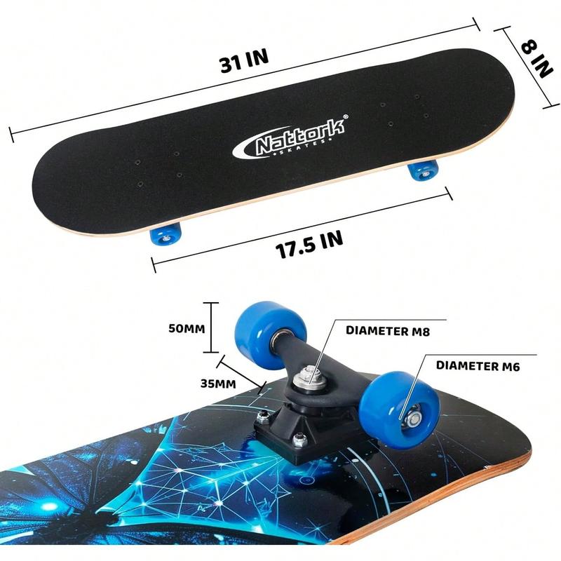 Standard Skateboards Gift 31 Inch Complete Skateboard Wood 9 Layer Canadian Maple Trick Skate Boards For Beginner