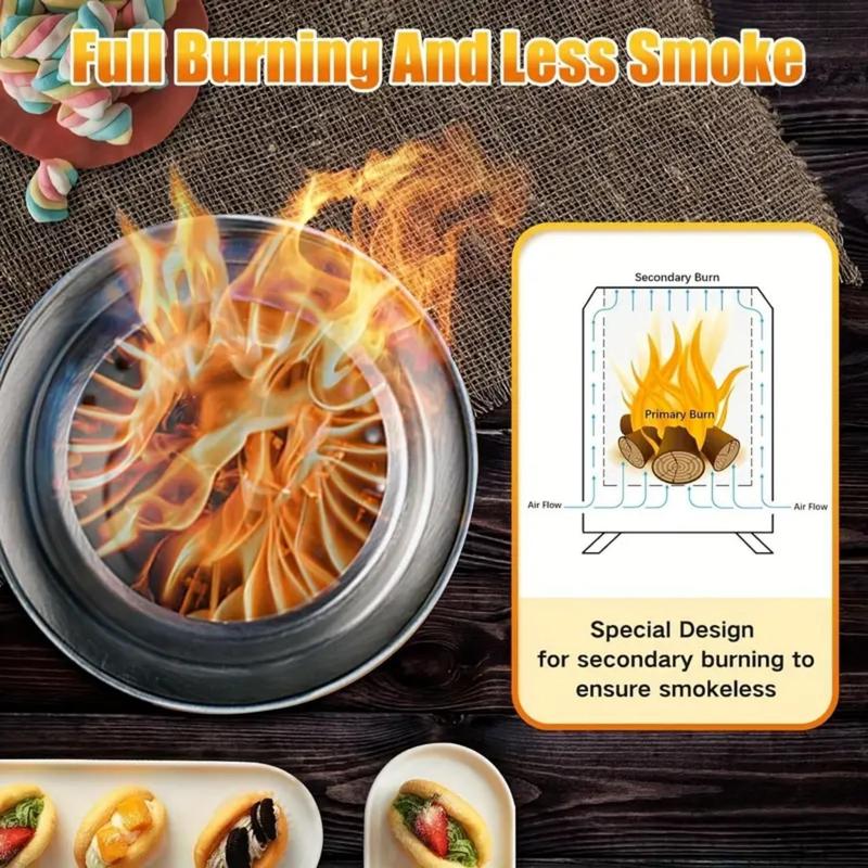 Stainless Steel Portable Camping Stove, Durable Camp Stove, Easy To Assemble Camp Kitchen, Outdoor Adventure, Yard and Desktop Use