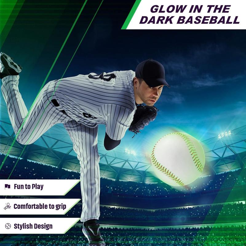 3 Pack Glow in The Dark Baseball Light up Baseball Glow Balls for Baseball Games Official Size Baseball Gift for Boys and Girls and Baseball Fans Outdoor Activity Baseball Accessories