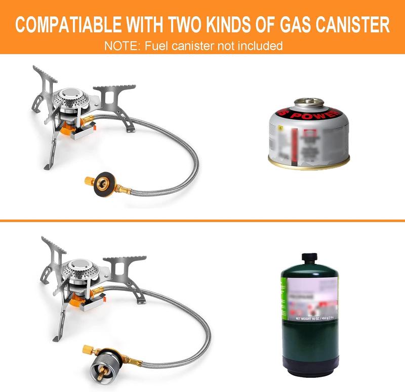 WADEO Camping Gas Stove, 3700W Portable Backpacking Stove with Piezo Ignition, Portable Burner, Camping Stove Adapter and Carrying Case for Outdoor Cooking