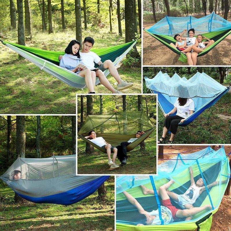 Camping Hammock with Net - Lightweight Double Hammock, Portable Hammocks, Camping Accessories for Outdoor, Hiking, Camping, Backpacking, Travel, Beach,Bed for Outdoor Backpacking Backyard Hiking 260*140cm