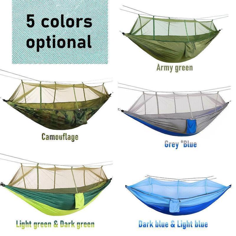 Camping Hammock with Net - Lightweight Double Hammock, Portable Hammocks, Camping Accessories for Outdoor, Hiking, Camping, Backpacking, Travel, Beach,Bed for Outdoor Backpacking Backyard Hiking 260*140cm