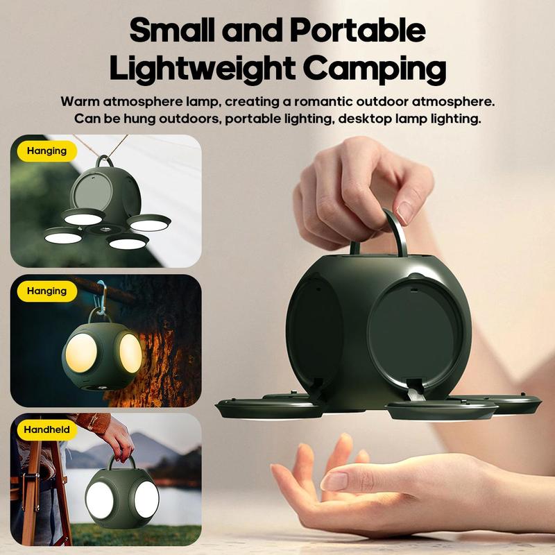 Multifunctional Outdoor Camping Lamp, Rechargeable Camping Lamp with Foldable Lamp Leaves, Portable Outdoor Camping Lamp