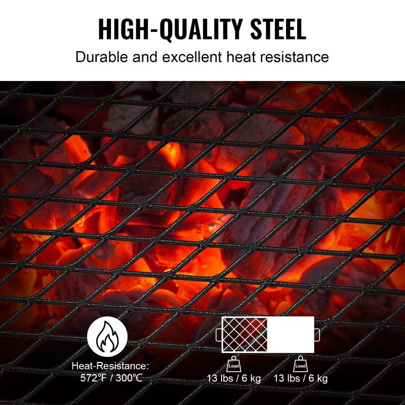 VEVOR Folding Campfire Grill, Heavy Duty Steel Mesh Grate, 22.4