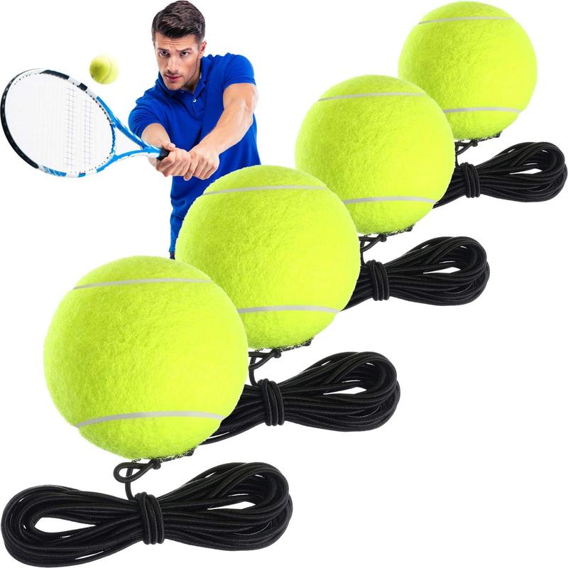 4 Packs Tennis Training Ball with String Tennis Trainer Balls Self Practice Trainer Tool Tennis Ball Training Equipment for Tennis Trainer Practice Exercise