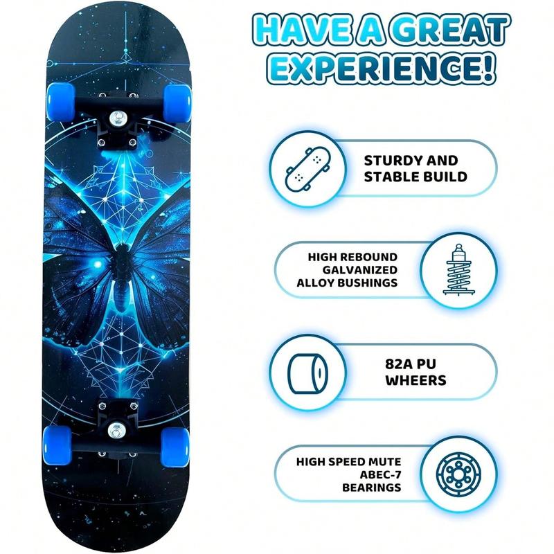 Standard Skateboards Gift 31 Inch Complete Skateboard Wood 9 Layer Canadian Maple Trick Skate Boards For Beginner