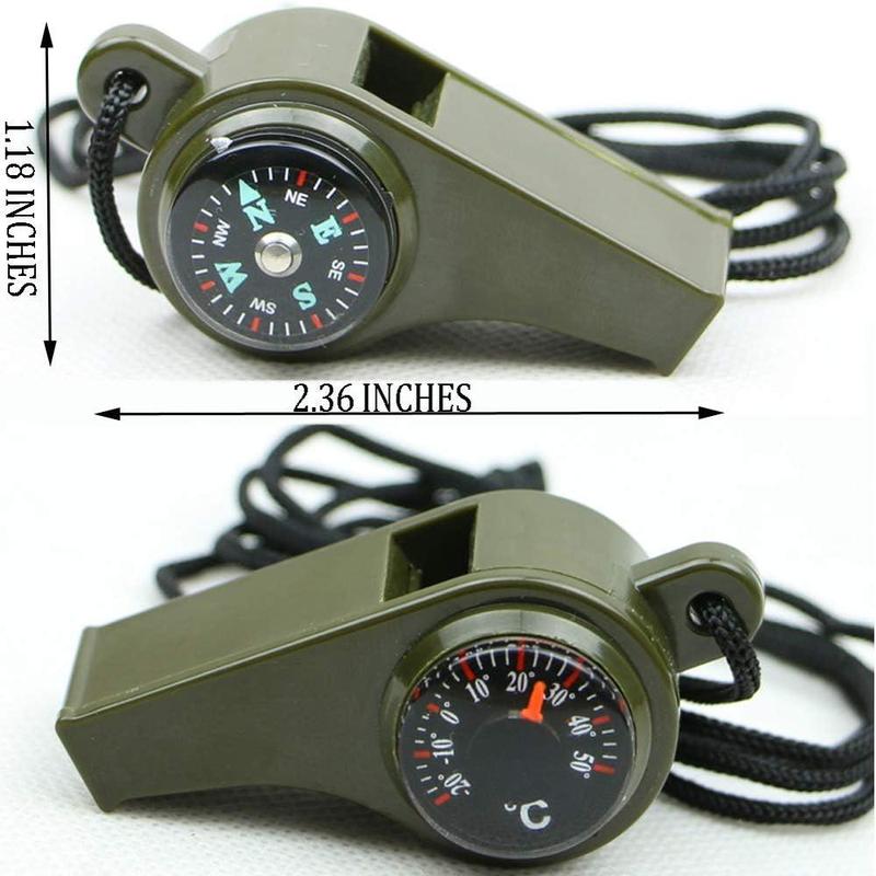 Whistle with Lanyard, Multi-Functional 3 in1  Gear Compass  for Outdoor Camping Hiking