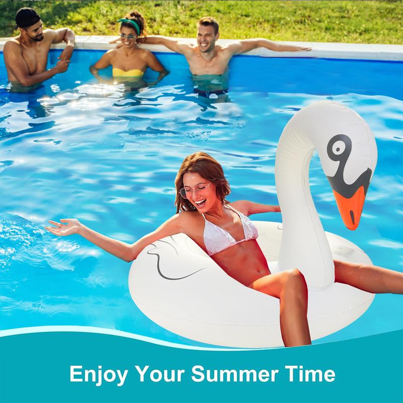 Inflatable Light Up Swan Pool Float for Adult, Large Solar Powered LED Swimming Ring, RGB in The Dark Large Pool Beach Floaties Lake and Beach Floaty inflatable swimming Tie Dye