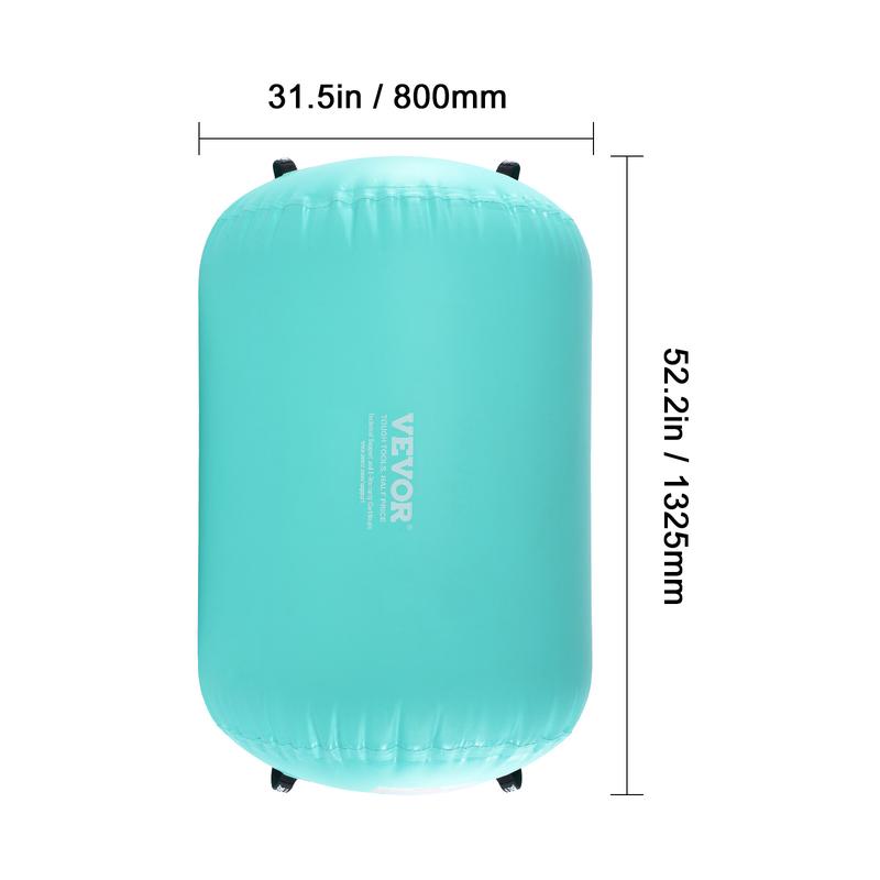 VEVOR Air Mat Tumble Track Air Spot, Round Inflatable Air Roller, Air Barrel Gymnastic Equipment with Electric Pump, Tumbling Backbend Trainer for Home Use Gym Yoga Cheerleading Park Water, Mint Green