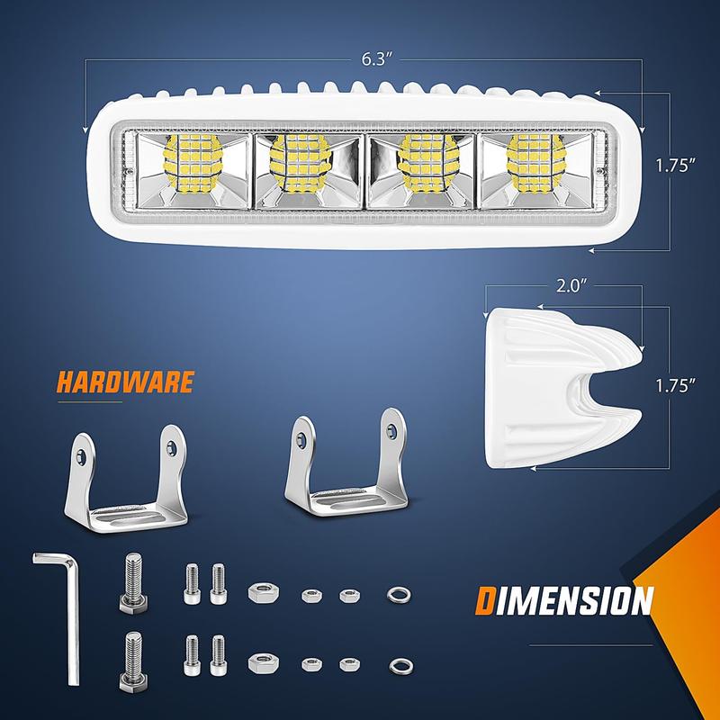 Nilight Marine LED Pods Navigation Lights 2PCS 72W White Flood Beam Ponton Boat Deck Dock Lights for Night Fishing T-top Stern Yacht Kayak Port Sailboat Trucks Tractors