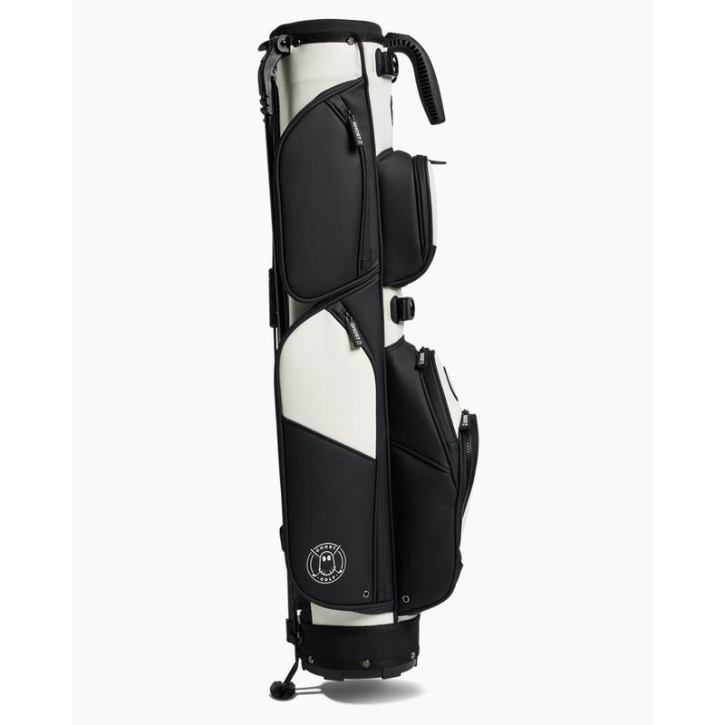 Ghost Golf Weekender B W Bag - Lightweight Design, 3-Way Dividers, Optimal Club Capacity, Magnetic Pocket, Customizable Ball Pocket Panel, Ample Storage, Premium PU Leather, Symmetrical Design