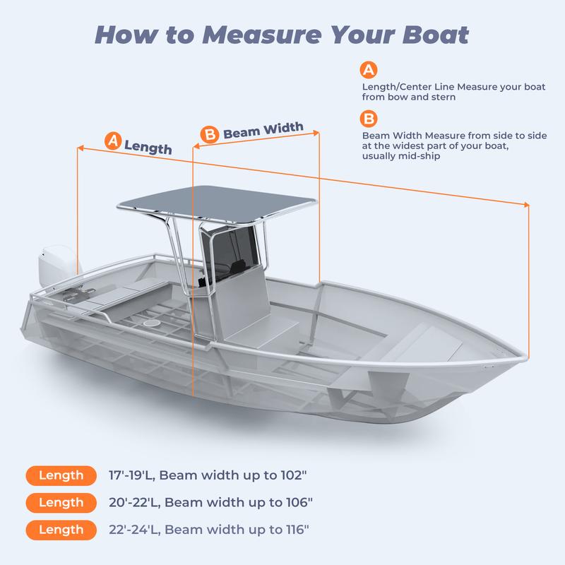 RVMasking Upgraded 1200D T-Top Boat Cover 100% Waterproof Heavy Duty Tear-Resistant Polyester