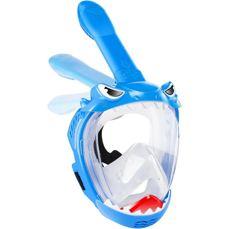 Full Face Snorkel Mask for Kids, Kids Snorkeling Set 180 Degree Panoramic View, Safe Anti-Leak Anti-Fog, Foldable Dry Top Snorkeling Gear for Kids Adult