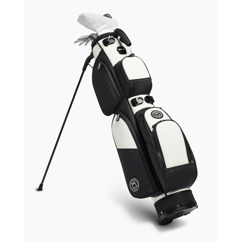 Ghost Golf Weekender B W Bag - Lightweight Design, 3-Way Dividers, Optimal Club Capacity, Magnetic Pocket, Customizable Ball Pocket Panel, Ample Storage, Premium PU Leather, Symmetrical Design