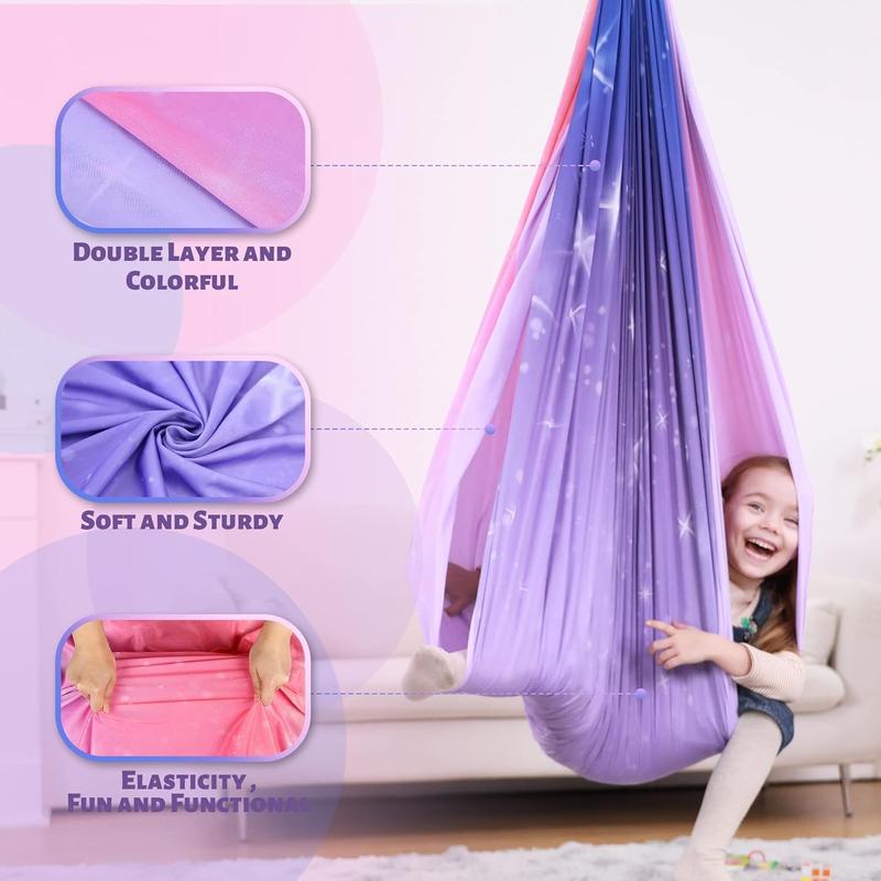 Sensory Swing, Sensory Swing for Kids & Adults, Indoor & Outdoor Sensory Swing, Double Layer Therapy Cuddle Swing for Kid with Autism, Holds up to 200lbs