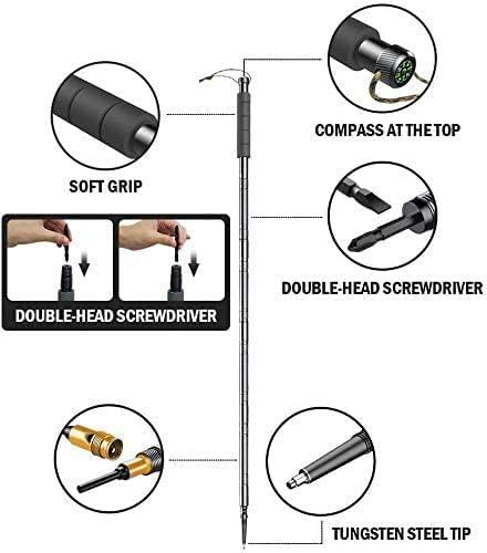 Foldable and retractable protective trekking pole suitable for outdoor camping multifunctional and convenient trekking pole 5 sections Black Trekking