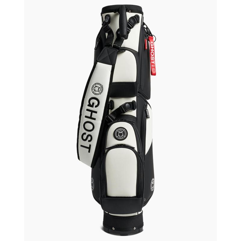 Ghost Golf Weekender B W Bag - Lightweight Design, 3-Way Dividers, Optimal Club Capacity, Magnetic Pocket, Customizable Ball Pocket Panel, Ample Storage, Premium PU Leather, Symmetrical Design