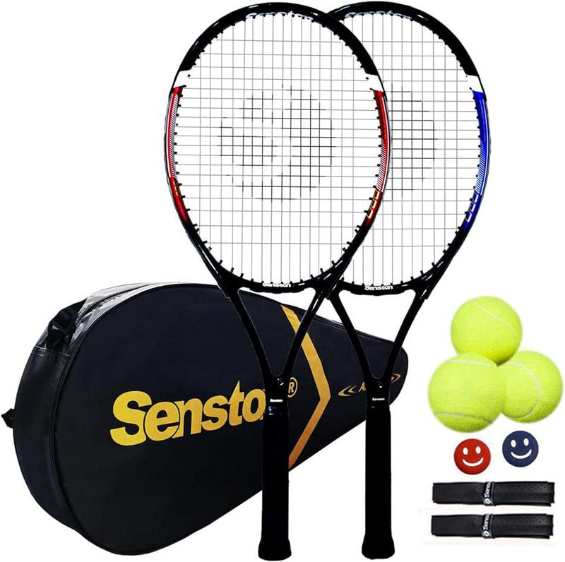 Senston Tennis Rackets for Adults 27 inch Tennis Racquets - 2 Player Tennis Racket Set with 3balls,2 Grips, 2 Vibration Dampers