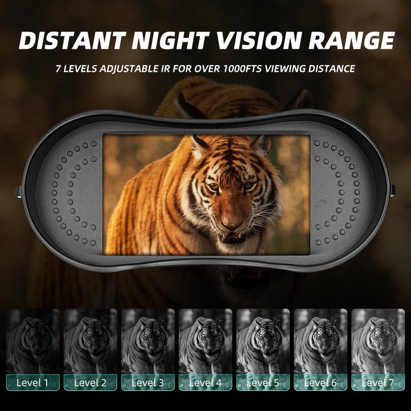 Night Vision Goggles - 1315FT 4K Night Vision Binoculars for Adults, 8X Digital Zoom, 4000mAH Rechargeable Battery 3.2'' Screen with 32GB TF Card