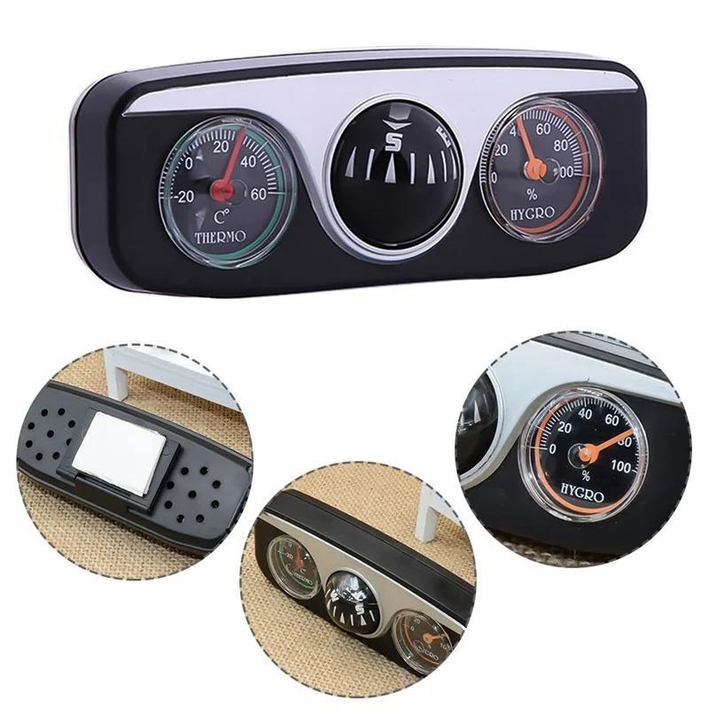 3-in-1 Guide Ball Truck Car Compass, Multifunction Compass & Thermometer & Hygrometer for Car, Truck, Car Interior Accessories