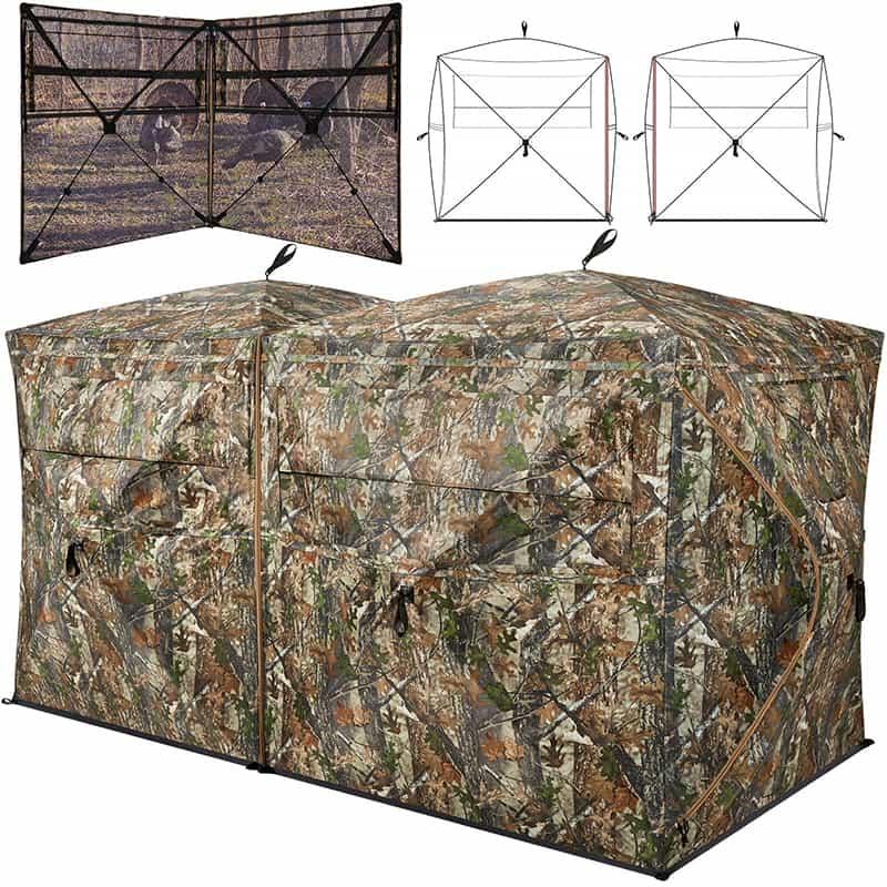 TideWe Hunting Blind Tents 4-6 Person Turkey Hunting Blind See Through Camo Ground Blind Camping Blind Tents Family Hiking Tents