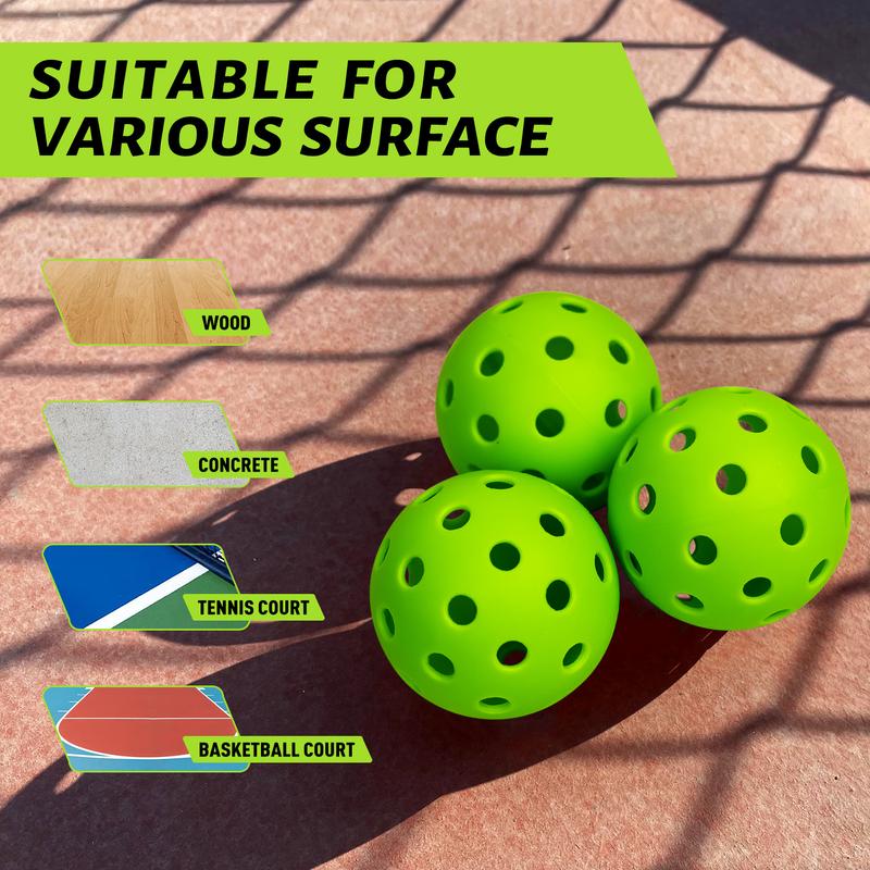 Outdoor Pickleball Balls - 40 Holes | USAPA Approved | Available in 4-Pack & 12-Pack | Durable, High-Bounce Balls Includes Mesh Bag | Yellow & Green